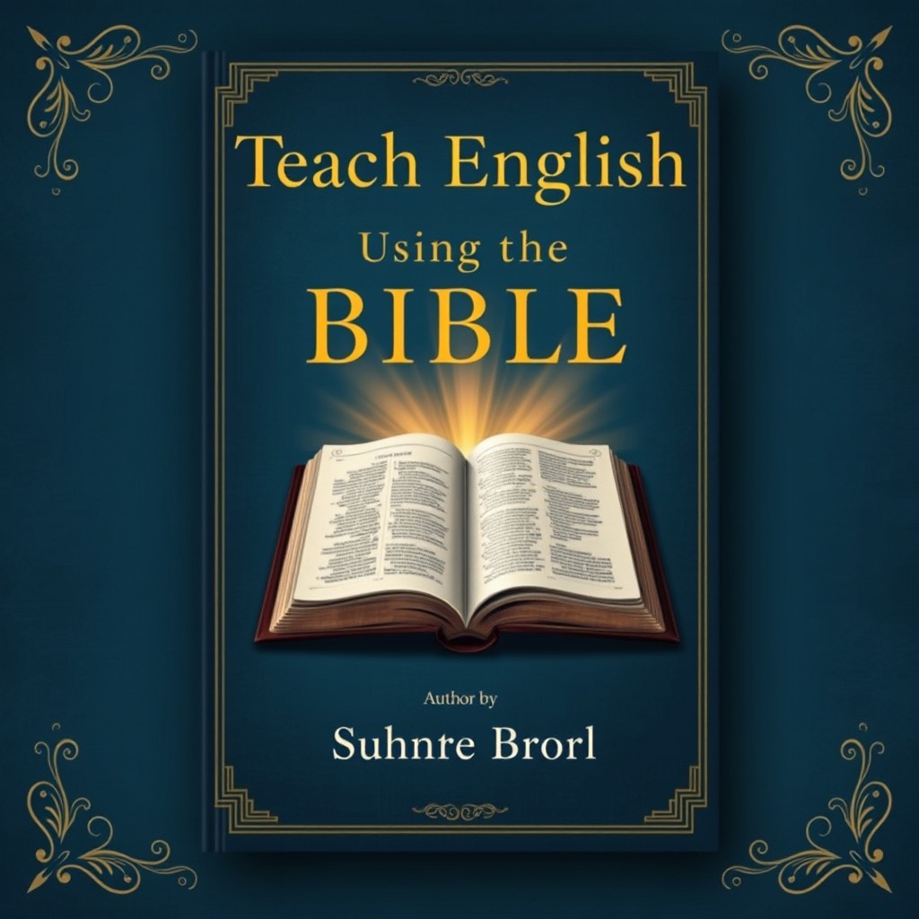 An elegant and timeless ebook cover design for a book titled 'Teach English Using the Bible'