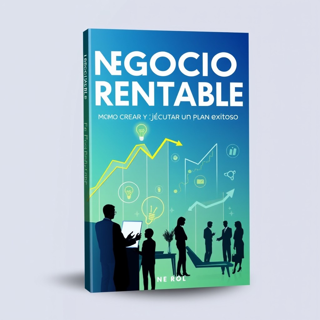 A book cover design featuring the title 'NEGOCIO RENTABLE: CÓMO CREAR Y EJECUTAR UN PLAN EXITOSO'