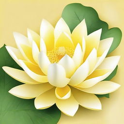 A bright yellow background featuring a delicate white lotus.