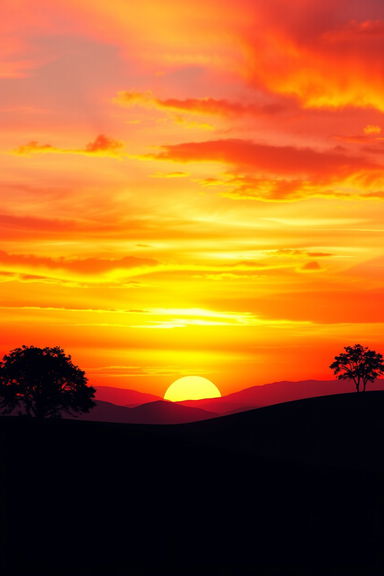 A beautiful sunset over a tranquil landscape, perfectly designed for a book cover