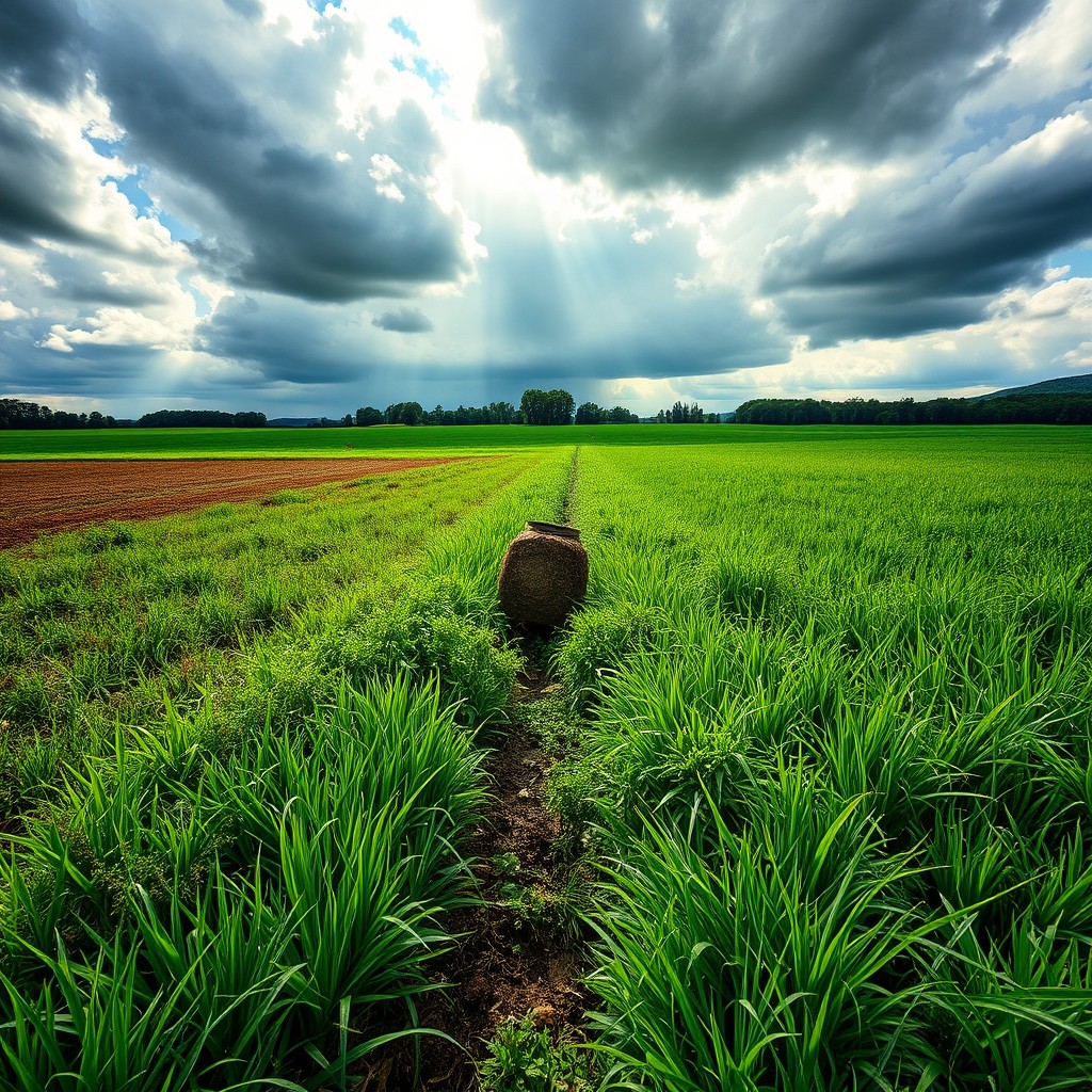 A vibrant rural landscape in Otsego County, NY, showcasing an extremely lush and green environment due to recent rain