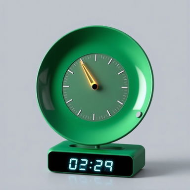 A unique design of a watch that resembles a saucer, featuring a round plate with a green base