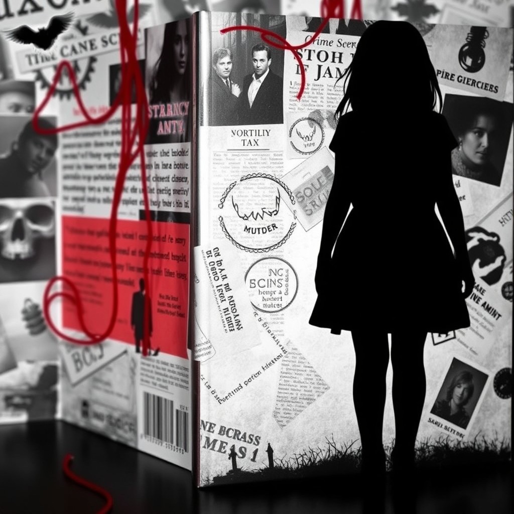 A captivating book cover featuring a black silhouette of a girl standing with her back facing the viewer