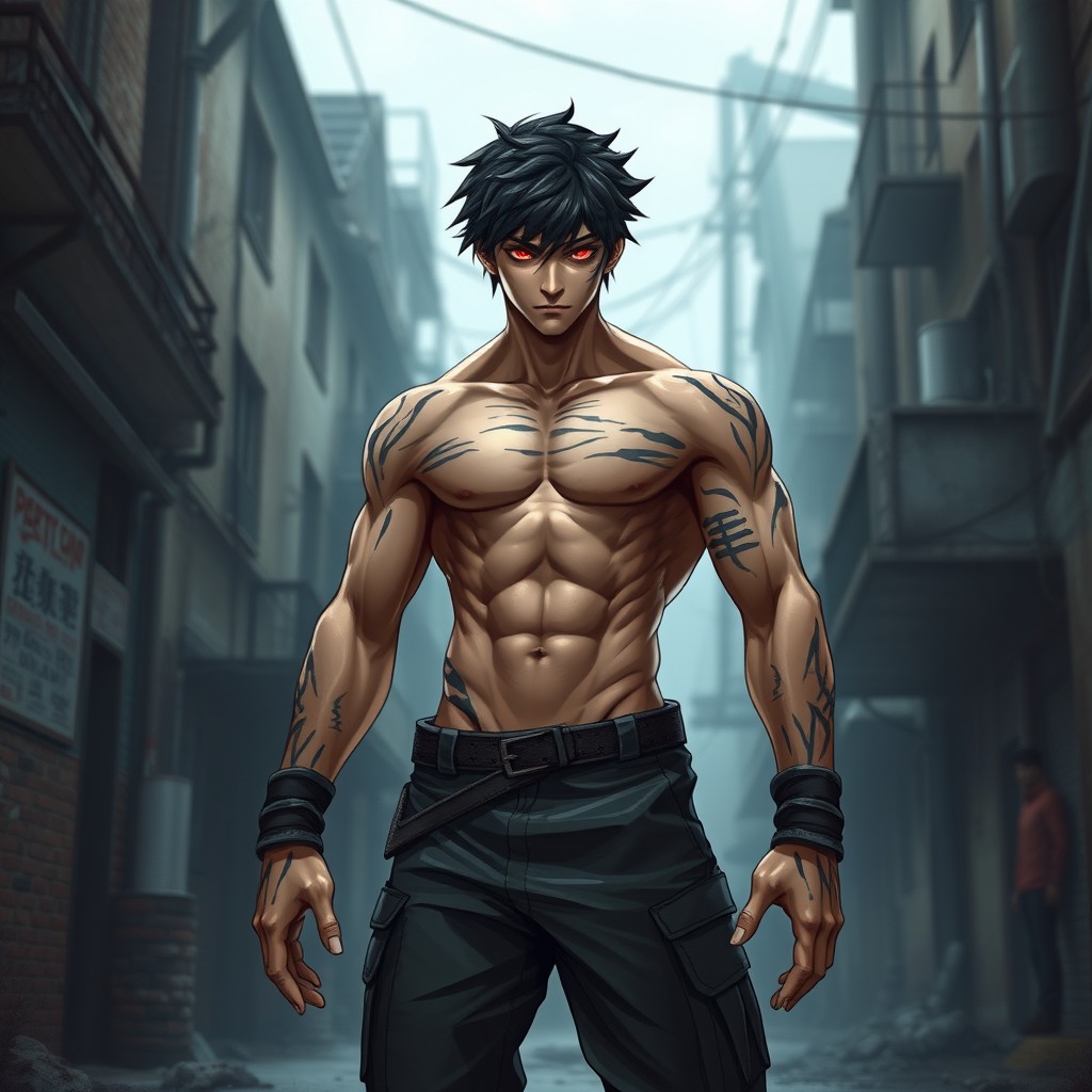 A 23-year-old athletic male character, standing at 1