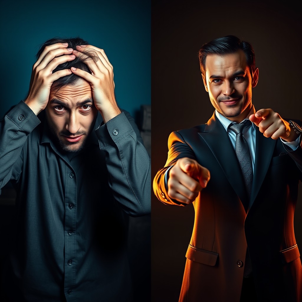 A dramatic split-screen composition featuring two contrasting scenes