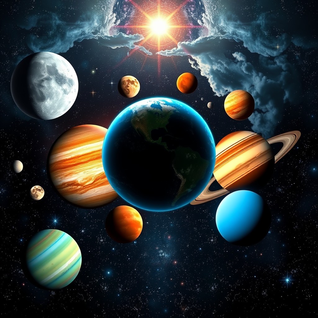 A breathtaking view of the solar system featuring all the planets in a cosmic panorama