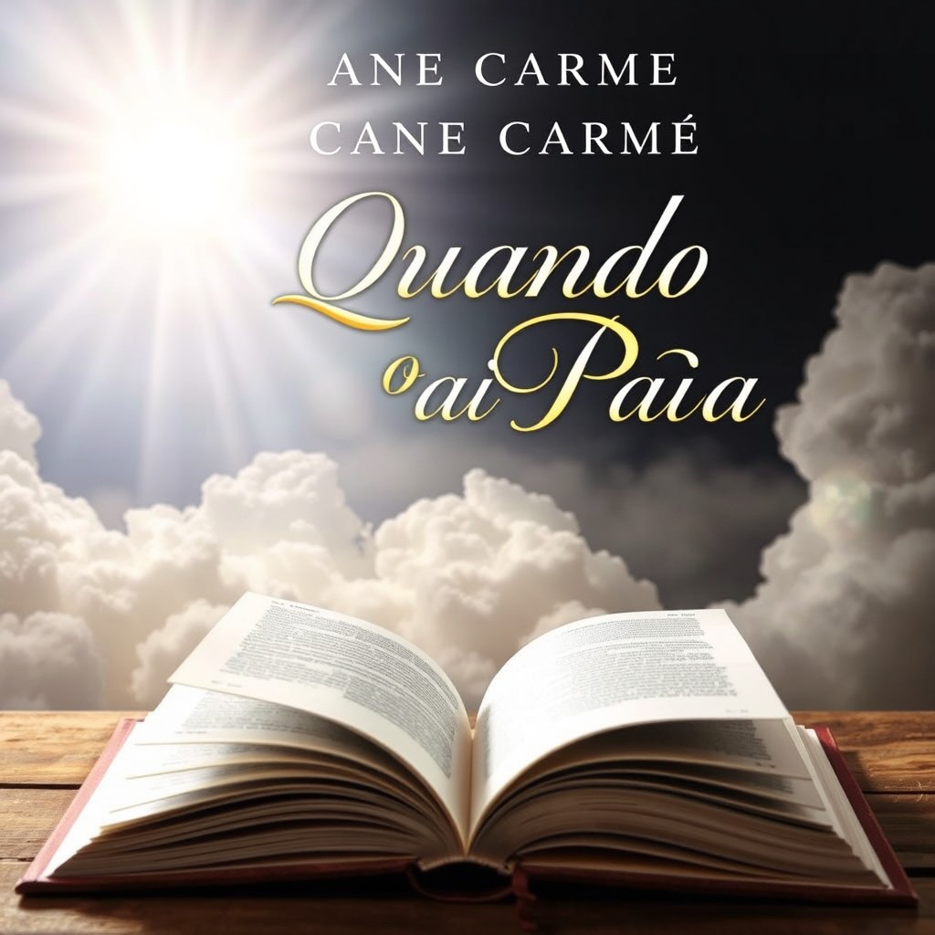 A captivating book cover for "Quando o Pai Fala" by Ane Carme, featuring elements that evoke spirituality and religion