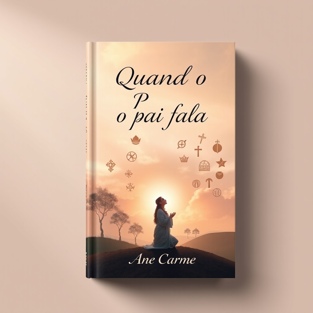 A book cover design for 'Quando o Pai fala' by Ane Carme, capturing themes of spirituality and religion