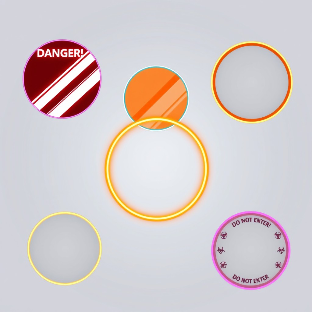 Create a collection of six circular profile frames, each 600x600 pixels in PNG format, maximum file size 20MB