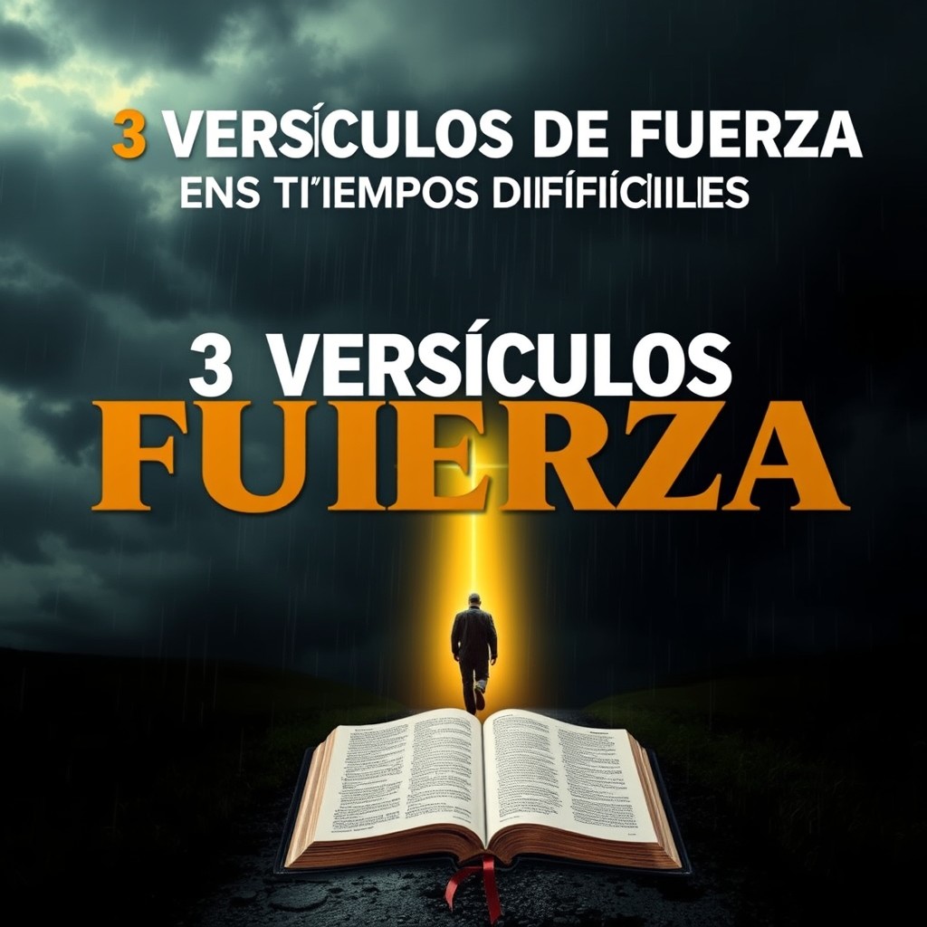 A Christian-themed video thumbnail for "3 Versículos Que Te Darán Fuerza en Tiempos Difíciles"