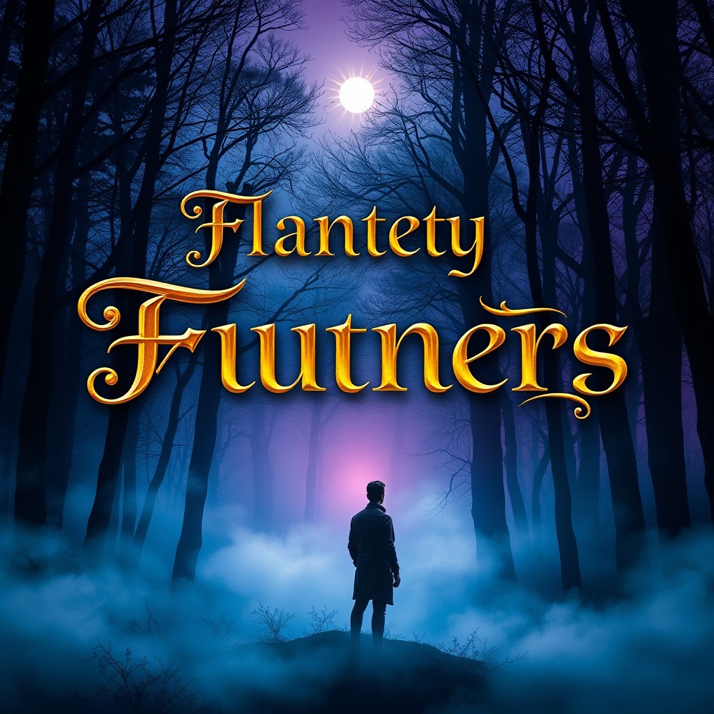 A captivating and intriguing book cover design, featuring a mystical forest scene at twilight with ethereal light filtering through the trees