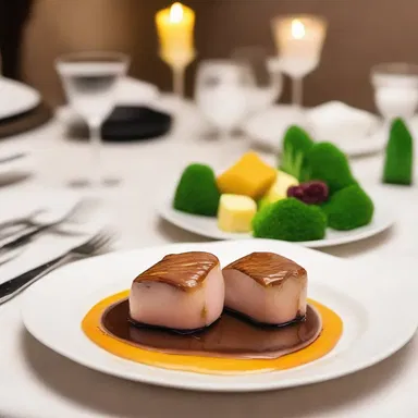 For their anniversary dinner, they shared a romantic meal featuring pate de foie gras.