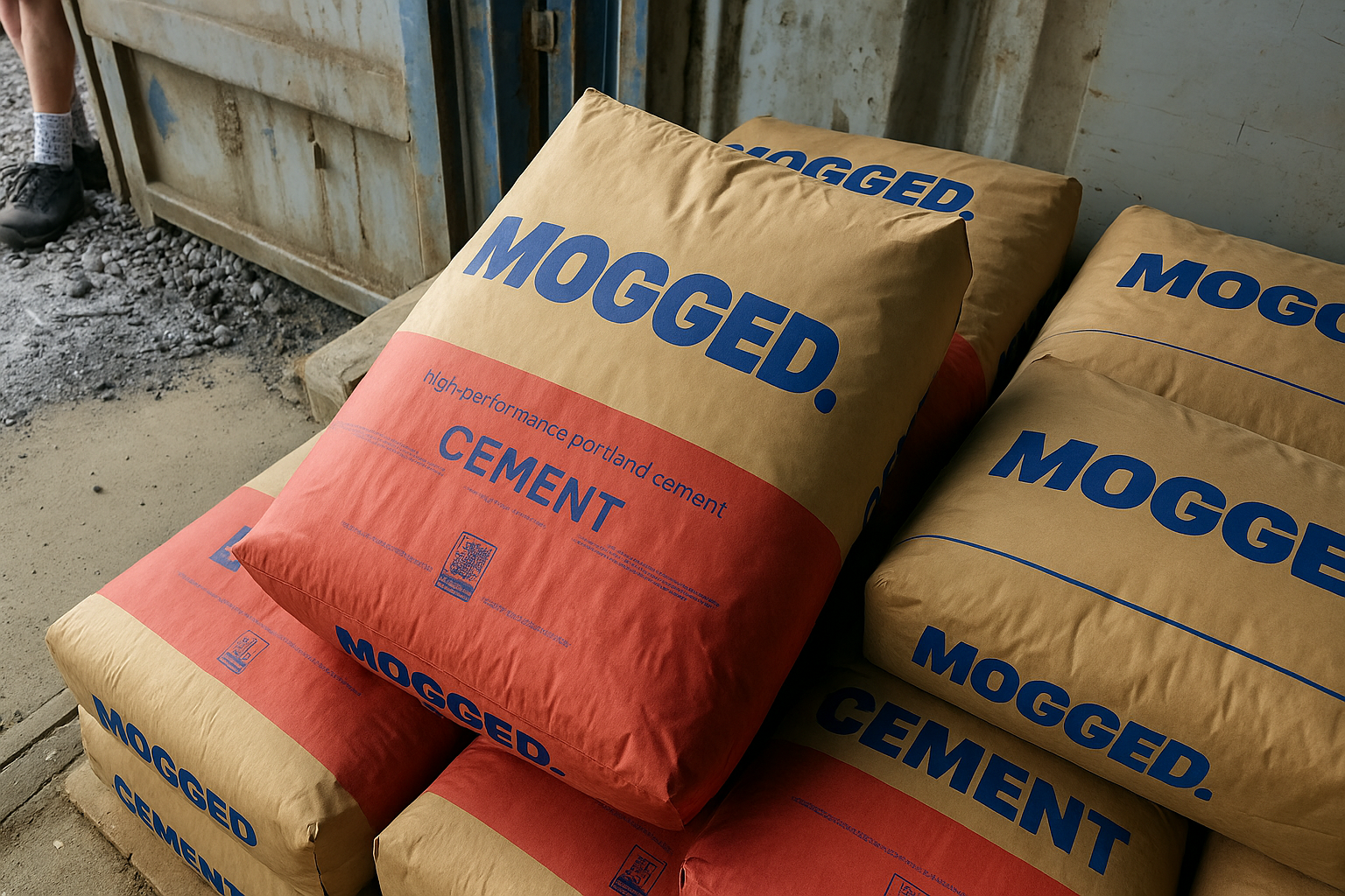 turn these cement bags into "MOGGED" branded bags