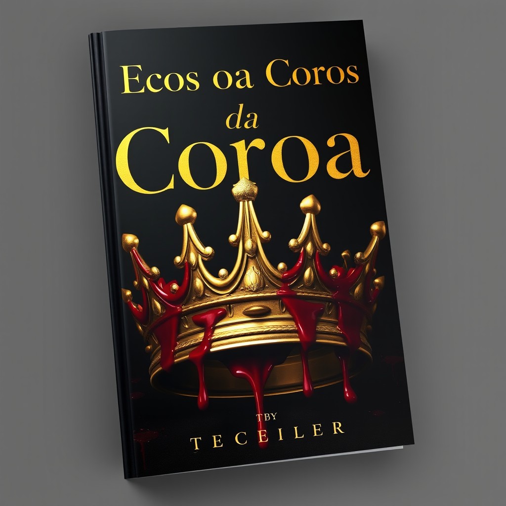 A book cover design featuring a golden crown stained with blood, artistically shaped like screams