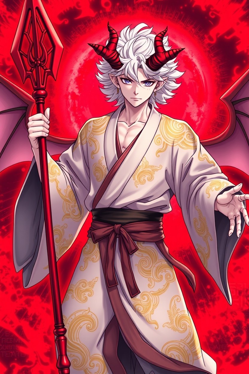 A character in its awakened form as a male demon