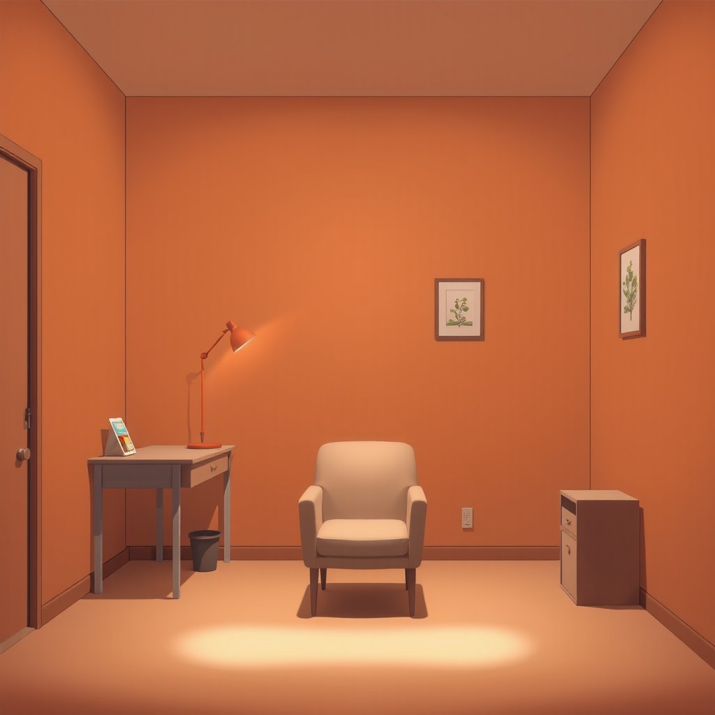 A serene, almost empty anime-style room that exudes a cozy vibe