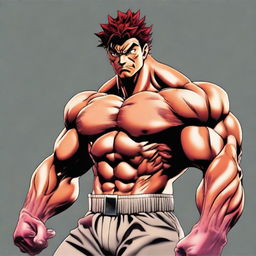 Generate an image of Yujiro Hanma from Baki with a very muscled body in a realistic art style