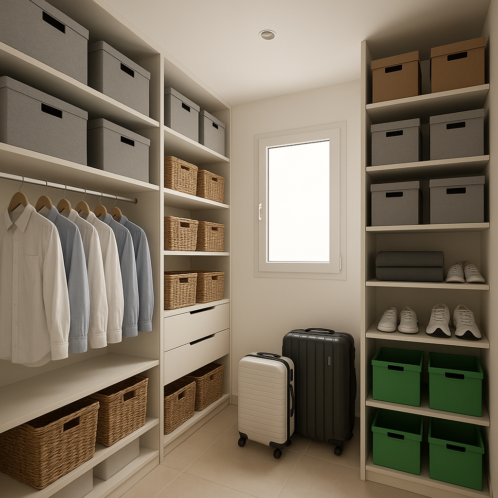Fix the storage and make it useful and practical using the space while respecting windows and doors spaces
