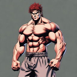 Generate an image of Yujiro Hanma from Baki with a very muscled body in a realistic art style