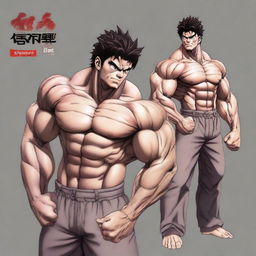 Generate an image of Yujiro Hanma from Baki with a very muscled body in a realistic art style