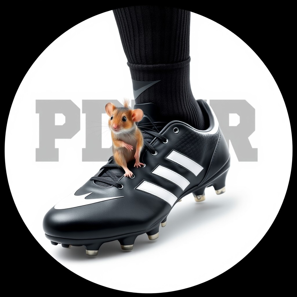 A realistic and creative image designed for an Instagram profile picture featuring a detailed black football (soccer) boot with white or silver elements