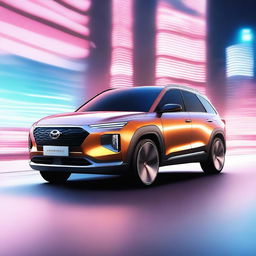 Imagine a high-quality digital art of a futuristic Hyundai SUV, inspired by the Nintendo Switch