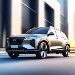 Imagine a high-quality digital art of a futuristic Hyundai SUV, inspired by the Nintendo Switch