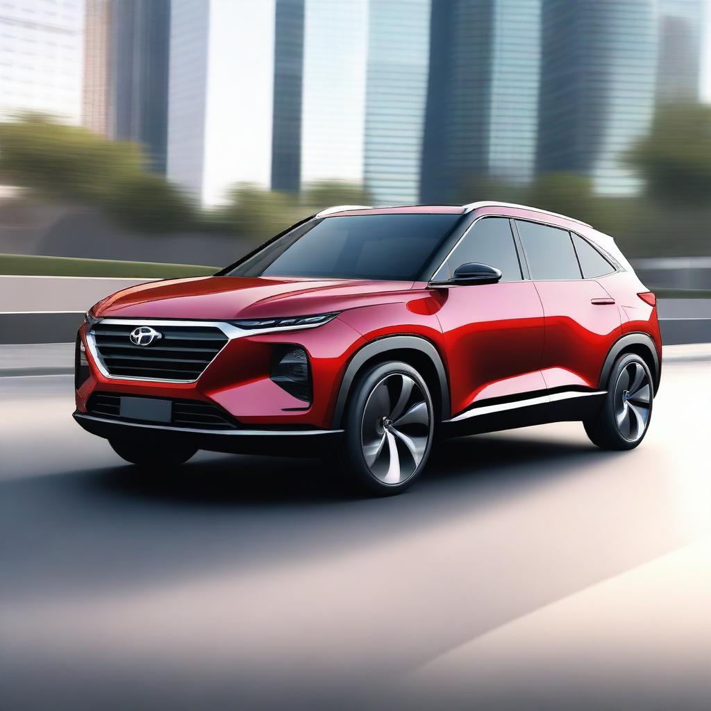 Imagine a high-quality digital art of a futuristic Hyundai SUV, inspired by the Nintendo Switch