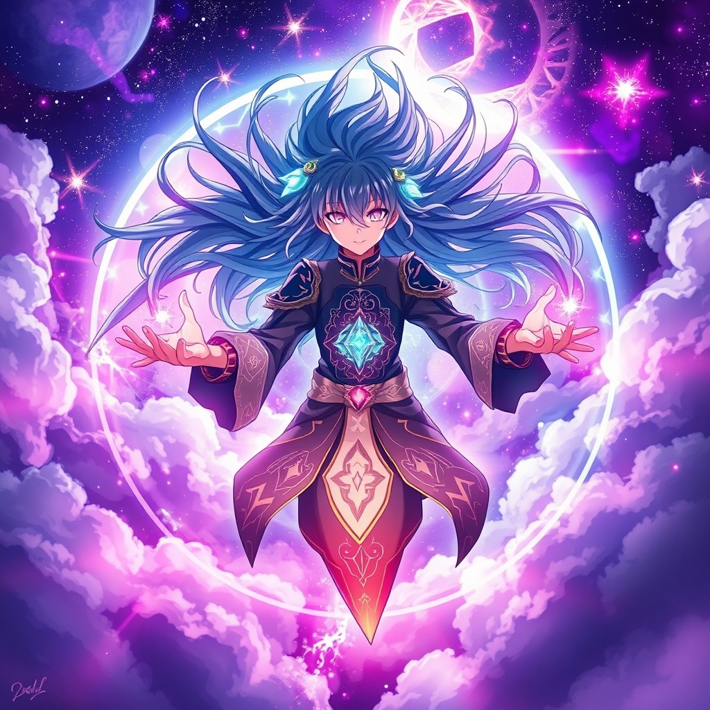 Anime-style album cover featuring a single character floating in the center of the image