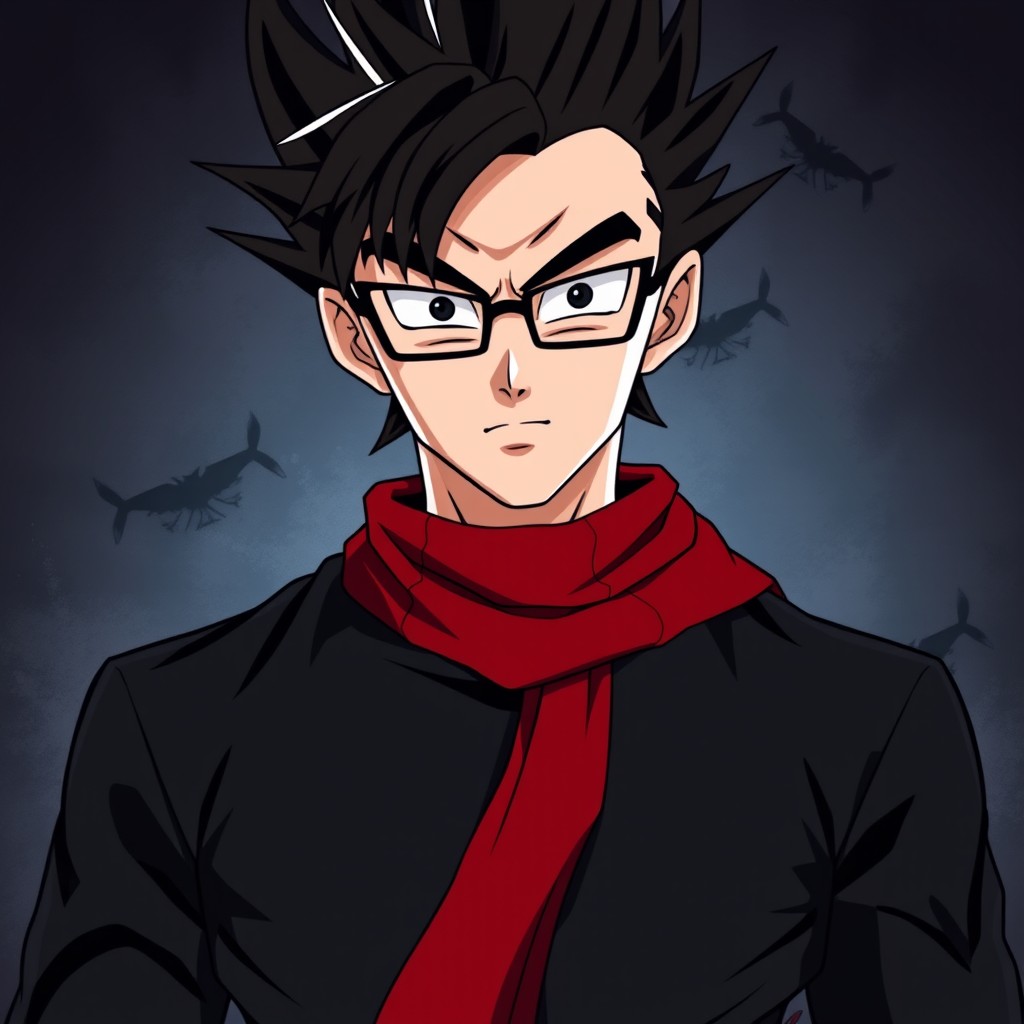 an adult version of Gohan from the Dragon Ball universe, portrayed as a more sinister character