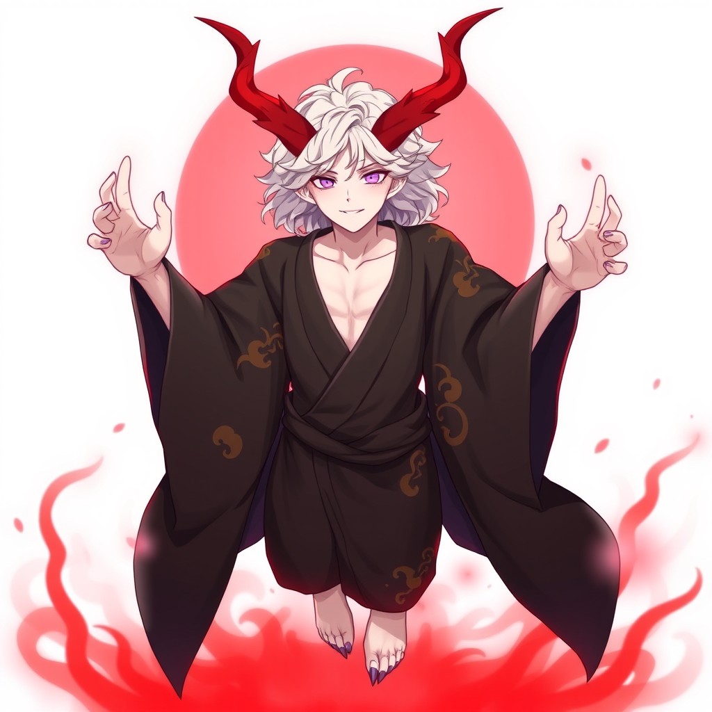 A character illustration of an awakened male demon