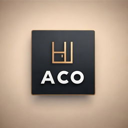 Design a logo featuring the word 'Aco' embedded into a square shape. The style should be modern and sleek with contrasting colors.