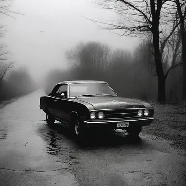 In the horror story, the protagonist's car broke down on a deserted road during a sleety night, creating an atmosphere of fear and dread.