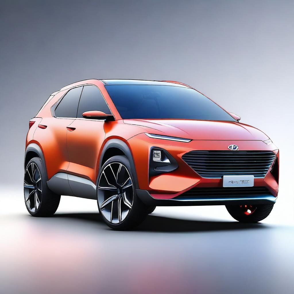 Picture a high-quality digital art featuring a futuristic Hyundai CUV concept design