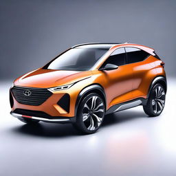 Picture a high-quality digital art featuring a futuristic Hyundai CUV concept design