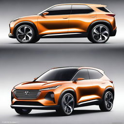 Picture a high-quality digital art featuring a futuristic Hyundai CUV concept design