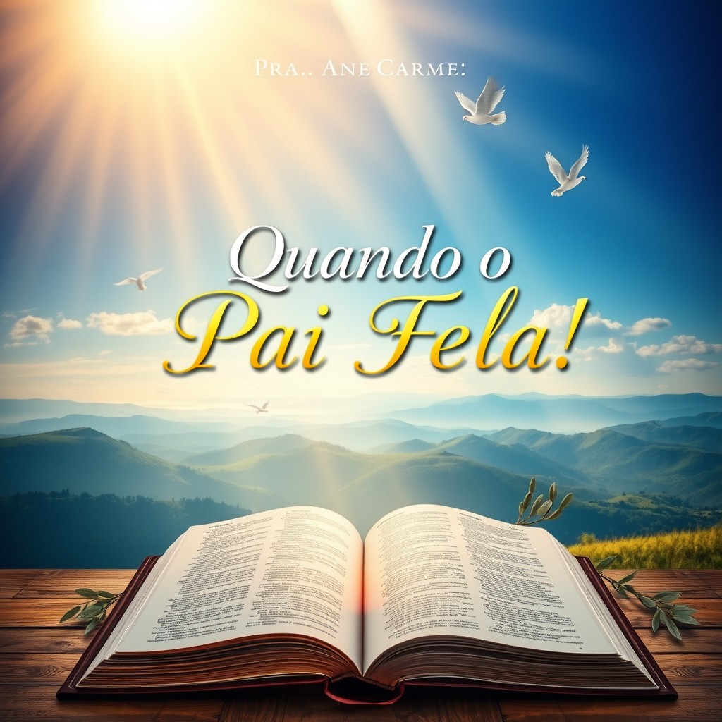 A captivating book cover for a Christian book titled "Quando o Pai Fala!" by author Pra