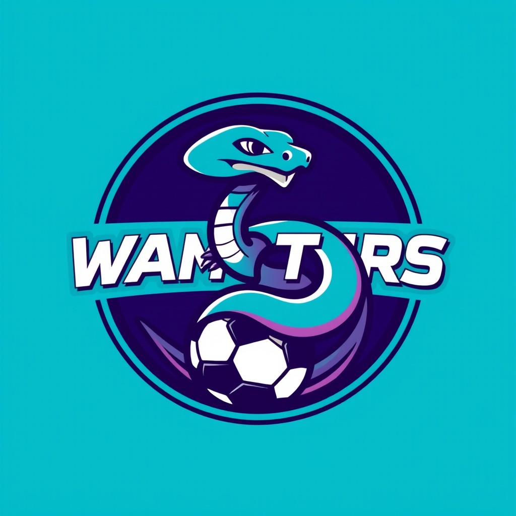 A logo for a women's soccer team badge featuring a stylishly designed small snake or viper, coiled in a dynamic pose