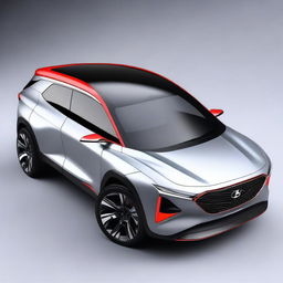 Envision a high-quality digital art piece of a futuristic Hyundai CUV concept design