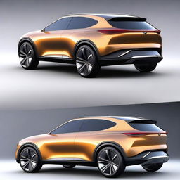 Envision a high-quality digital art piece of a futuristic Hyundai CUV concept design