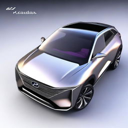 Envision a high-quality digital art piece of a futuristic Hyundai CUV concept design