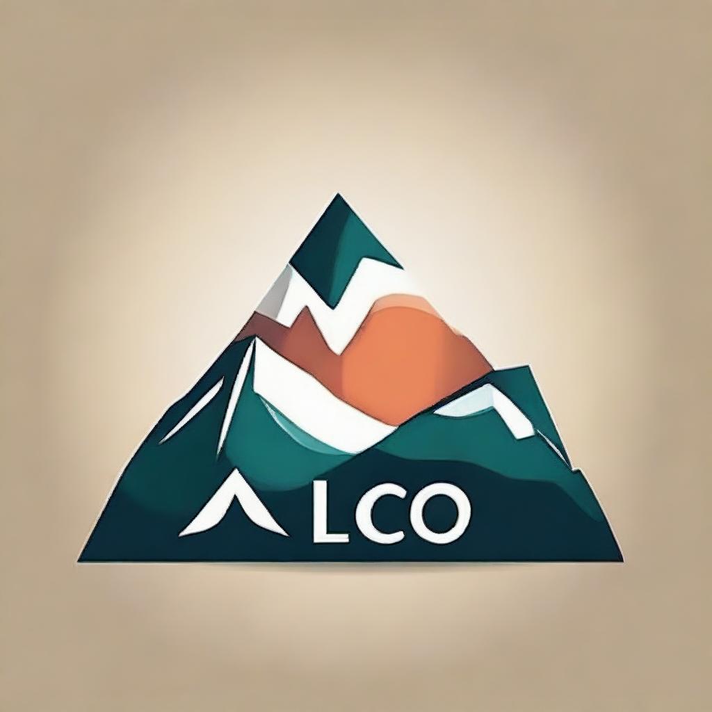 Design a logo incorporating the word 'Aco' along with an artistic representation of a mountain. The logo should have a balance between the text and the mountain imagery, with harmonious colors.