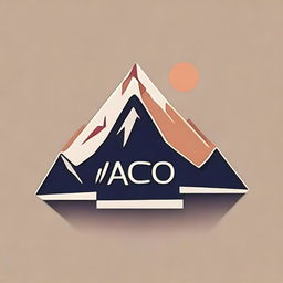 Design a logo incorporating the word 'Aco' along with an artistic representation of a mountain. The logo should have a balance between the text and the mountain imagery, with harmonious colors.