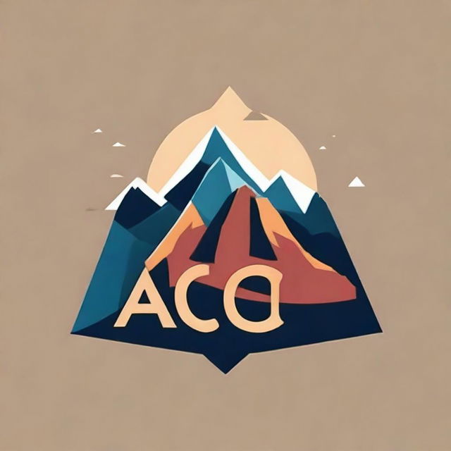 Design a logo incorporating the word 'Aco' along with an artistic representation of a mountain. The logo should have a balance between the text and the mountain imagery, with harmonious colors.