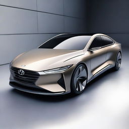 Visualize a piece of high-quality digital art depicting a futuristic Hyundai sedan concept design