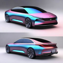 Visualize a piece of high-quality digital art depicting a futuristic Hyundai sedan concept design