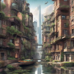 A stunning and intricately detailed landscape wallpaper showcasing the urban exploration visual of Blockhouse City, duly emphasized by lively cityscape and architectural brilliance.