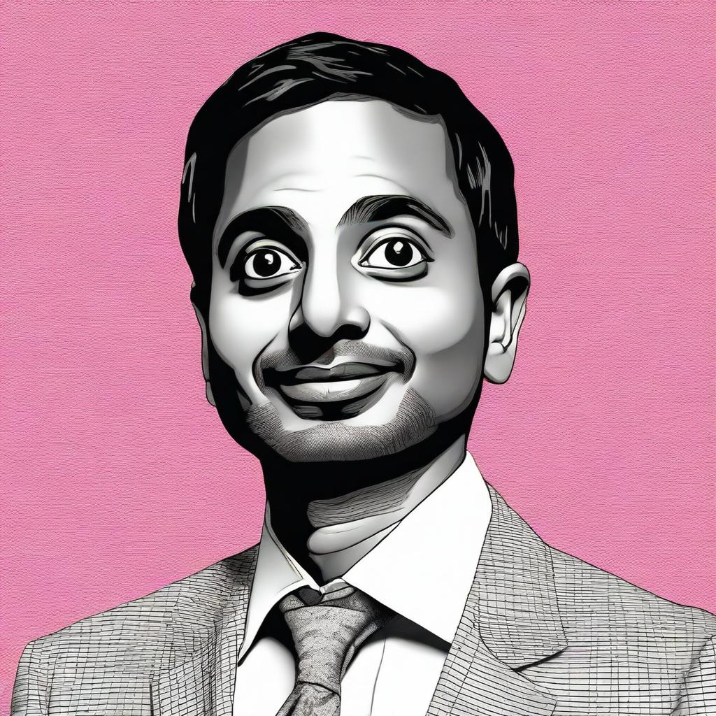 A high-quality, digital portrait of Aziz Ansari