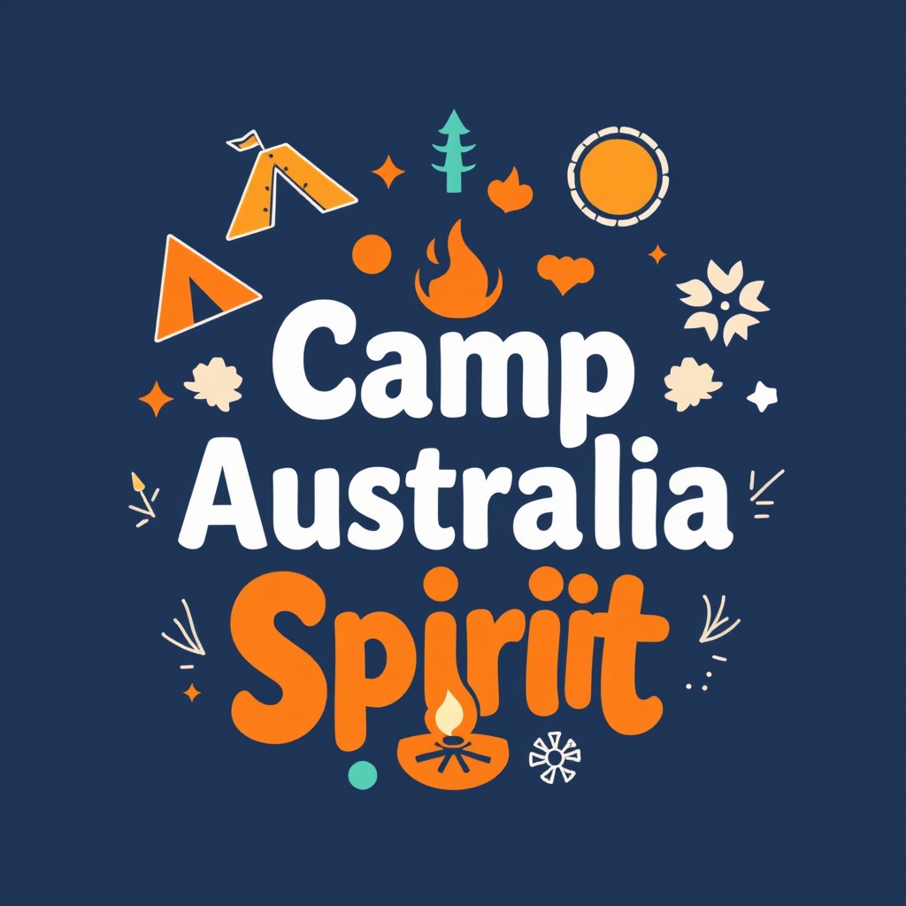 A vibrant T-shirt design for Camp Australia that emphasizes team spirit, values, and identity