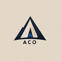 Design a logo featuring the word 'Aco' in a modern and sleek typeface, with a stylized representation of a mountain beside it.